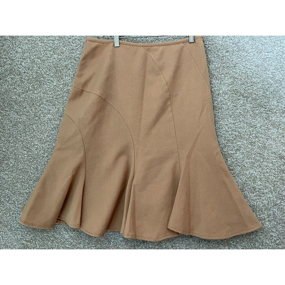 Metrostyle Women’s Caramel Brown Wool Flared Skirt Size 12